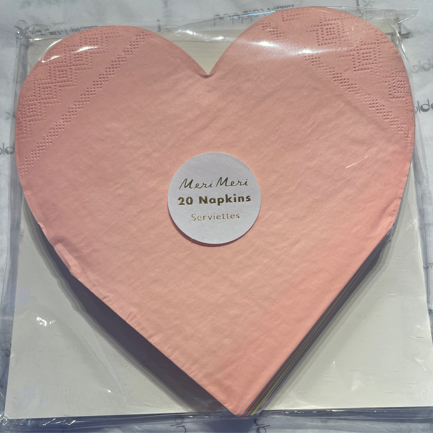MERI MERI 20 NAPKINS HEART RAINBOW LARGE