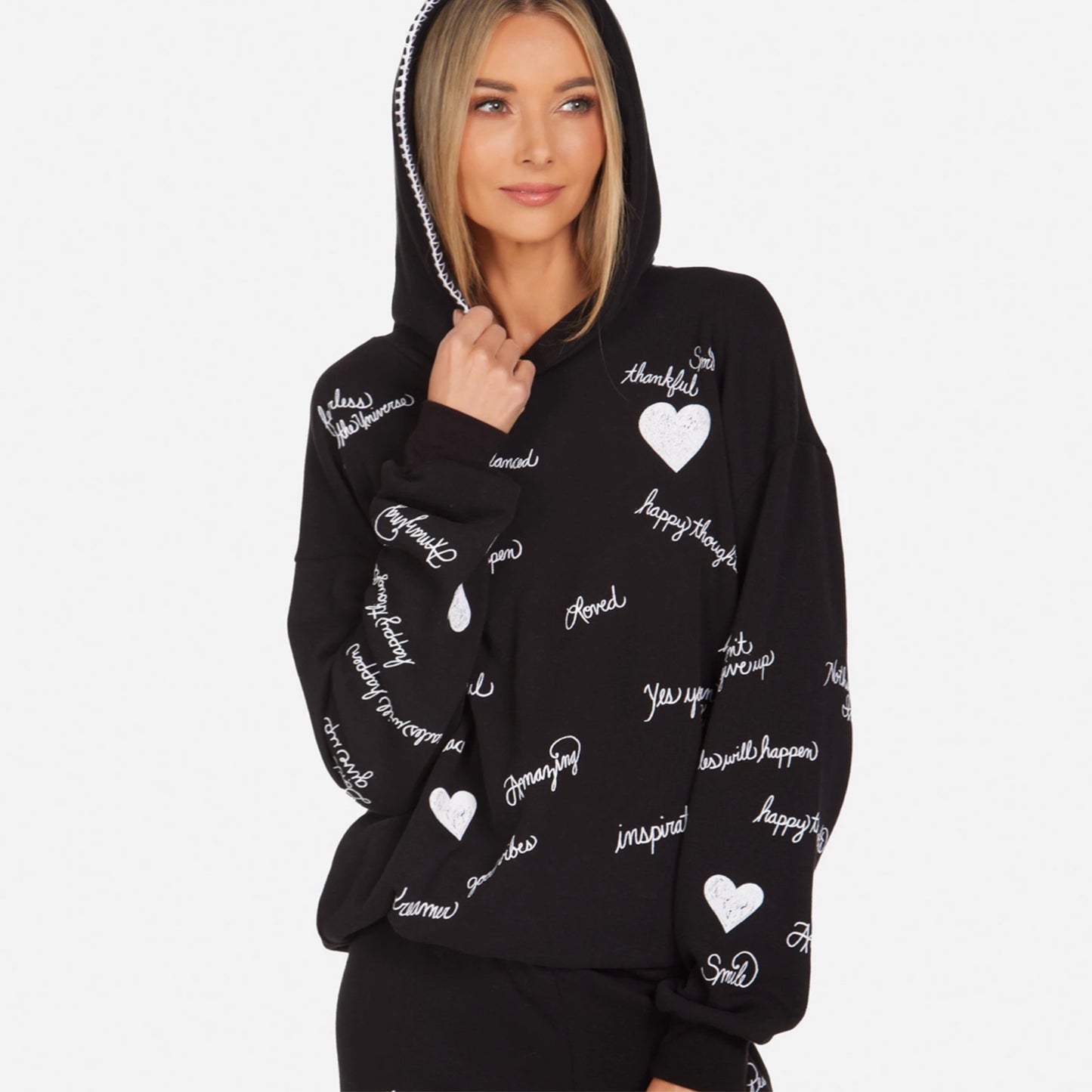 HAPPY THOUGHTS BLACK SWEATER