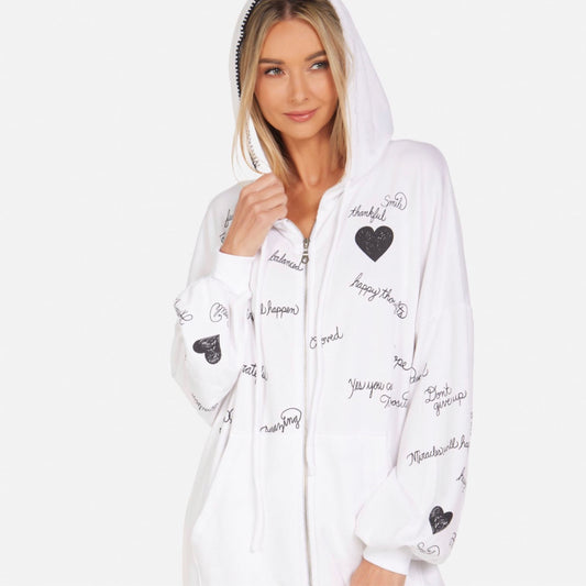 HOODIE HAPPY THOUGHTS WHITE