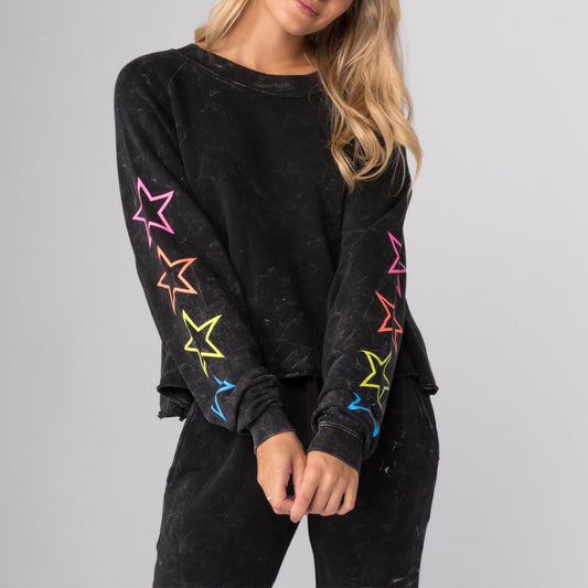 NEON STARS SWEATSHIRT BLACK