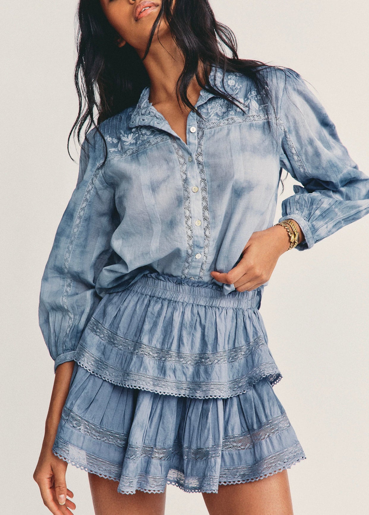 NEW ARRIVAL RUFFLE MINI SKIRT DENIM
