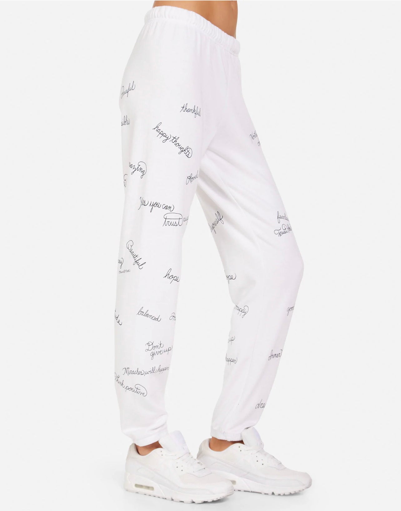 WHITE HAPPY THOUGHTS SWEATPANTS