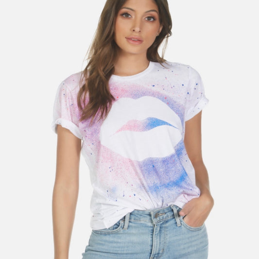 TEE WHITE GALAXY LIP