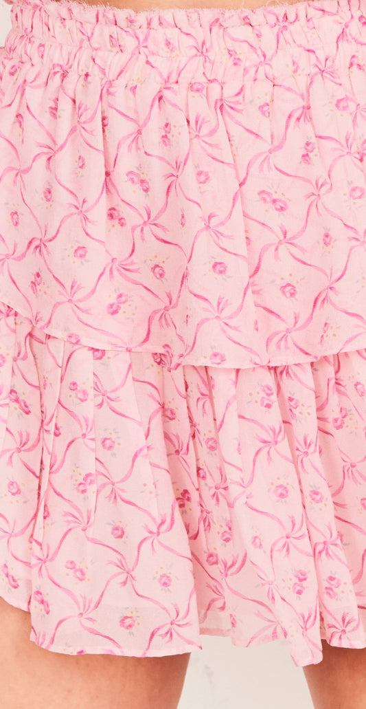 RUFFLE MINI  SKIRT PINK BONNET ok